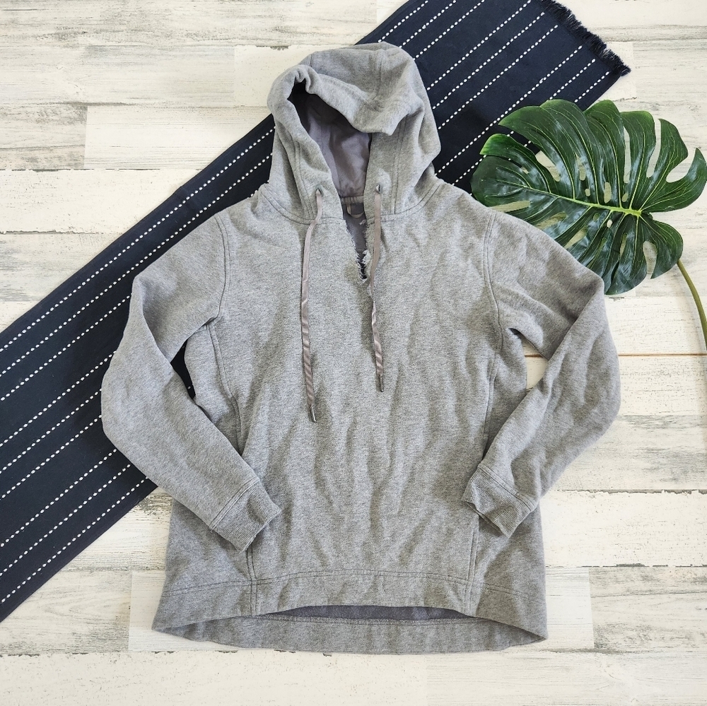 Lululemon Wind Down Pullover Hoodie Sweatshirt Heathered Medium Grey Size 6